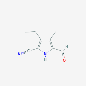 molecular formula C9H10N2O B15206459 3-ethyl-5-formyl-4-methyl-1H-pyrrole-2-carbonitrile 