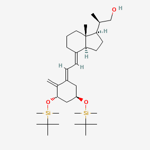 molecular formula C34H62O3Si2 B15206478 (R)-2-((1R,3aS,7aR,E)-4-((E)-2-((3S,5R)-3,5-Bis((tert-butyldimethylsilyl)oxy)-2-methylenecyclohexylidene)ethylidene)-7a-methyloctahydro-1H-inden-1-yl)propan-1-ol 