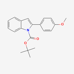 molecular formula C20H21NO3 B15206545 tert-Butyl 2-(4-methoxyphenyl)-1H-indole-1-carboxylate 