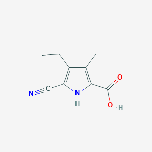 molecular formula C9H10N2O2 B15206546 5-Cyano-4-ethyl-3-methyl-1H-pyrrole-2-carboxylic acid CAS No. 942-74-5