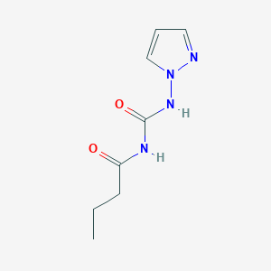 molecular formula C8H12N4O2 B15206630 N-Butyryl-N'-(1H-pyrazol-1-yl)carbamimidic acid 