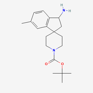 molecular formula C19H28N2O2 B1520689 tert-Butyl 3-amino-6-methyl-2,3-dihydrospiro[indene-1,4'-piperidine]-1'-carboxylate CAS No. 1160247-45-9