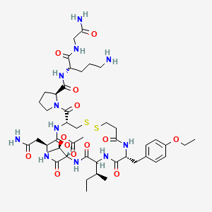 molecular formula C45H69N11O13S2 B15207227 deamino-Cys(1)-D-Tyr(Et)-DL-Ile-Thr(Ac)-Asn-Cys(1)-Pro-Orn-Gly-NH2 