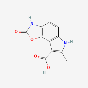 molecular formula C11H8N2O4 B15207257 7-Methyl-2-oxo-3,6-dihydropyrrolo[2,3-g][1,3]benzoxazole-8-carboxylic acid 