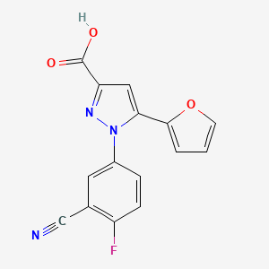 1-(3-Cyano-4-fluorophenyl)-5-(furan-2-yl)-1H-pyrazole-3-carboxylic acid