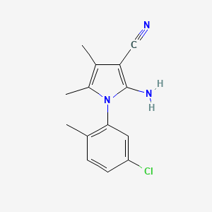 molecular formula C14H14ClN3 B15207275 2-Amino-1-(5-chloro-2-methylphenyl)-4,5-dimethyl-1H-pyrrole-3-carbonitrile 