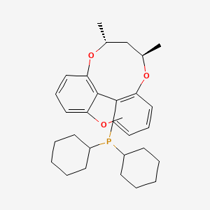 molecular formula C30H41O3P B15207297 Dicyclohexyl((6R,8R)-13-methoxy-6,8-dimethyl-7,8-dihydro-6H-dibenzo[f,h][1,5]dioxonin-1-yl)phosphine 