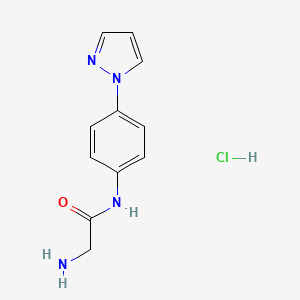molecular formula C11H13ClN4O B1520731 盐酸2-氨基-N-[4-(1H-吡唑-1-基)苯基]乙酰胺 CAS No. 1240526-20-8