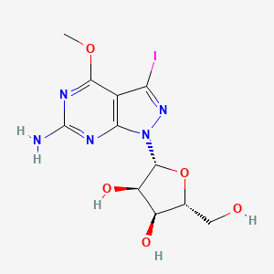 molecular formula C11H14IN5O5 B15207334 (2R,3R,4S,5R)-2-(6-amino-3-iodo-4-methoxypyrazolo[3,4-d]pyrimidin-1-yl)-5-(hydroxymethyl)oxolane-3,4-diol 