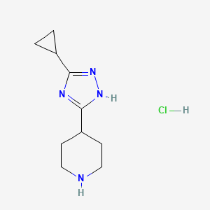 molecular formula C10H17ClN4 B1520734 4-(5-cyclopropyl-1H-1,2,4-triazol-3-yl)piperidine hydrochloride CAS No. 1240528-76-0
