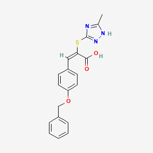 molecular formula C19H17N3O3S B15207356 3-(4-(Benzyloxy)phenyl)-2-((5-methyl-1H-1,2,4-triazol-3-yl)thio)acrylic acid 