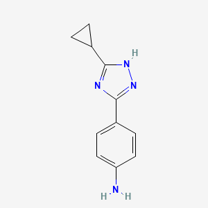 molecular formula C11H12N4 B1520736 4-(3-cyclopropyl-1H-1,2,4-triazol-5-yl)aniline CAS No. 1240528-81-7