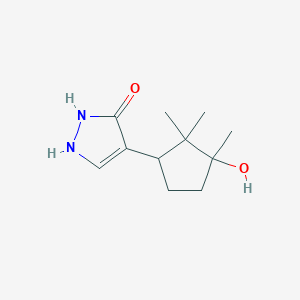 molecular formula C11H18N2O2 B15207373 4-(3-Hydroxy-2,2,3-trimethylcyclopentyl)-1H-pyrazol-3(2H)-one 