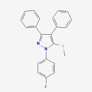 molecular formula C22H17FN2S B15207376 1-(4-Fluorophenyl)-3,4-diphenyl-5-methylthio-1H-pyrazole CAS No. 871110-09-7