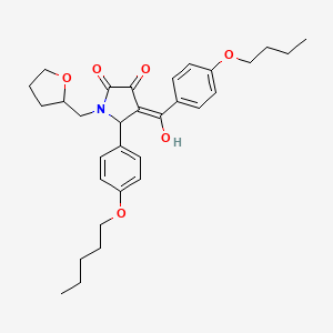 molecular formula C31H39NO6 B15207423 4-(4-Butoxybenzoyl)-3-hydroxy-5-(4-(pentyloxy)phenyl)-1-((tetrahydrofuran-2-yl)methyl)-1H-pyrrol-2(5H)-one CAS No. 617695-80-4