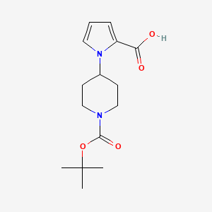 molecular formula C15H22N2O4 B1520745 1-{1-[(tert-butoxy)carbonyl]piperidin-4-yl}-1H-pyrrole-2-carboxylic acid CAS No. 1240528-62-4