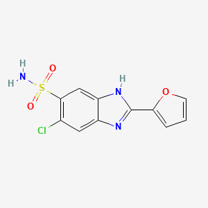 molecular formula C11H8ClN3O3S B15207460 5-Chloro-2-(furan-2-yl)-1H-benzimidazole-6-sulfonamide CAS No. 89725-02-0