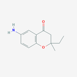 molecular formula C12H15NO2 B1520753 6-Amino-2-ethyl-2-methyl-chroman-4-one CAS No. 886363-56-0
