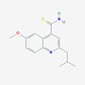 molecular formula C15H18N2OS B15207656 6-Methoxy-2-(2-methylpropyl)quinoline-4-carbothioamide CAS No. 62078-06-2