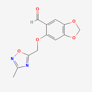 molecular formula C12H10N2O5 B1520809 6-[(3-methyl-1,2,4-oxadiazol-5-yl)methoxy]-2H-1,3-benzodioxole-5-carbaldehyde CAS No. 1272176-98-3