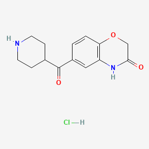 molecular formula C14H17ClN2O3 B1520822 6-(piperidine-4-carbonyl)-3,4-dihydro-2H-1,4-benzoxazin-3-one hydrochloride CAS No. 420786-43-2