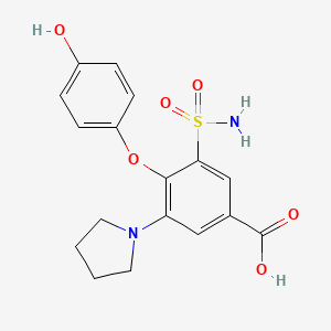 4-(4-Hydroxyphenoxy)-3-(pyrrolidin-1-yl)-5-sulfamoylbenzoic acid