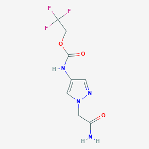 molecular formula C8H9F3N4O3 B1520826 2,2,2-trifluoroethyl N-[1-(carbamoylmethyl)-1H-pyrazol-4-yl]carbamate CAS No. 1251924-74-9