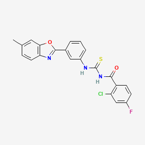 2-chloro-4-fluoro-N-{[3-(6-methyl-1,3-benzoxazol-2-yl)phenyl]carbamothioyl}benzamide