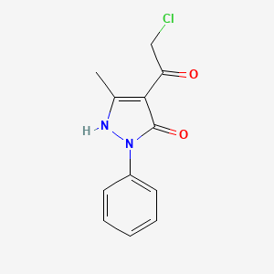 molecular formula C12H11ClN2O2 B15208488 2-Chloro-1-(5-hydroxy-3-methyl-1-phenyl-1h-pyrazol-4-yl)ethanone CAS No. 37703-60-9