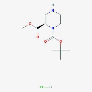molecular formula C11H21ClN2O4 B1520850 (R)-1-tert-Butyl 2-methyl piperazine-1,2-dicarboxylate hydrochloride CAS No. 279227-92-8