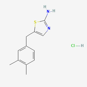 molecular formula C12H15ClN2S B1520882 5-[(3,4-Dimethylphenyl)methyl]-1,3-thiazol-2-amine hydrochloride CAS No. 1171575-96-4