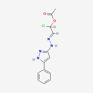 1-Chloro-2-(2-(5-phenyl-1H-pyrazol-3-yl)hydrazono)ethyl acetate