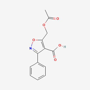 molecular formula C13H11NO5 B15208966 5-[(Acetyloxy)methyl]-3-phenyl-1,2-oxazole-4-carboxylic acid CAS No. 30118-89-9