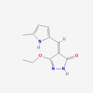 molecular formula C11H13N3O2 B15209222 3-Ethoxy-4-((5-methyl-1H-pyrrol-2-yl)methylene)-1H-pyrazol-5(4H)-one 