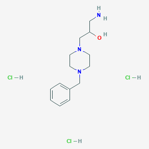 molecular formula C14H26Cl3N3O B1520923 1-Amino-3-(4-benzylpiperazin-1-yl)propan-2-ol trihydrochloride CAS No. 1185293-82-6