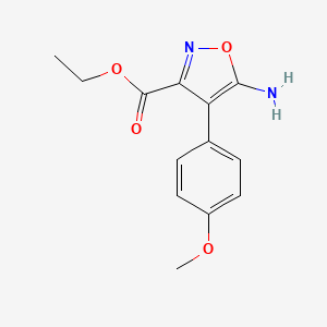 molecular formula C13H14N2O4 B1520938 Ethyl 5-amino-4-(4-methoxyphenyl)isoxazole-3-carboxylate CAS No. 763109-07-5