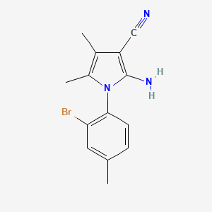 molecular formula C14H14BrN3 B15209527 2-Amino-1-(2-bromo-4-methylphenyl)-4,5-dimethyl-1H-pyrrole-3-carbonitrile 