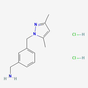 molecular formula C13H19Cl2N3 B1520956 {3-[(3,5-dimethyl-1H-pyrazol-1-yl)methyl]phenyl}methanamine dihydrochloride CAS No. 1170427-09-4