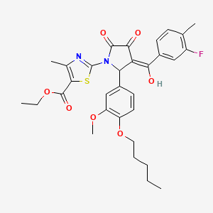 Ethyl 2-(3-(3-fluoro-4-methylbenzoyl)-4-hydroxy-2-(3-methoxy-4-(pentyloxy)phenyl)-5-oxo-2,5-dihydro-1H-pyrrol-1-yl)-4-methylthiazole-5-carboxylate