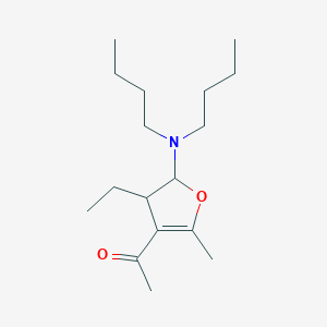 molecular formula C17H31NO2 B15209711 1-[5-(Dibutylamino)-4-ethyl-2-methyl-4,5-dihydrofuran-3-yl]ethan-1-one CAS No. 88557-01-1