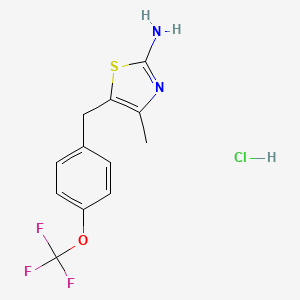 molecular formula C12H12ClF3N2OS B1520990 4-Methyl-5-{[4-(trifluoromethoxy)phenyl]methyl}-1,3-thiazol-2-amine hydrochloride CAS No. 1171936-01-8