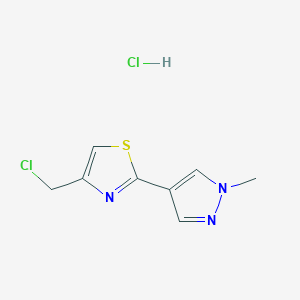 molecular formula C8H9Cl2N3S B1520991 4-(chloromethyl)-2-(1-methyl-1H-pyrazol-4-yl)-1,3-thiazole hydrochloride CAS No. 1171519-22-4