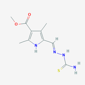 molecular formula C10H14N4O2S B15209928 Methyl 5-((2-carbamothioylhydrazono)methyl)-2,4-dimethyl-1H-pyrrole-3-carboxylate 