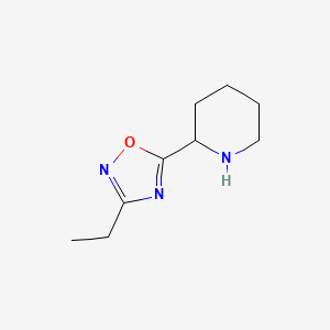 molecular formula C9H15N3O B1521016 2-(3-Ethyl-1,2,4-oxadiazol-5-yl)piperidine CAS No. 1036454-35-9