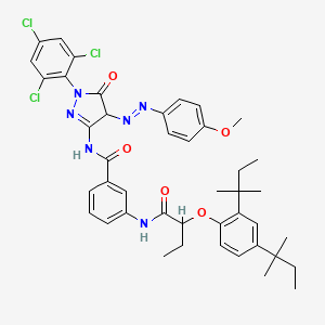 3-{2-[2,4-Bis(2-methylbutan-2-yl)phenoxy]butanamido}-N-{4-[(E)-(4-methoxyphenyl)diazenyl]-5-oxo-1-(2,4,6-trichlorophenyl)-4,5-dihydro-1H-pyrazol-3-yl}benzamide