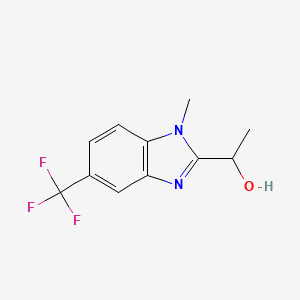 molecular formula C11H11F3N2O B1521068 1-[1-methyl-5-(trifluoromethyl)-1H-1,3-benzodiazol-2-yl]ethan-1-ol CAS No. 1243720-75-3