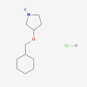 molecular formula C11H22ClNO B1521085 3-(Cyclohexylmethoxy)pyrrolidine hydrochloride CAS No. 1185115-81-4