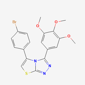 molecular formula C19H16BrN3O3S B15210933 5-(4-Bromophenyl)-3-(3,4,5-trimethoxyphenyl)thiazolo(2,3-c)-1,2,4-triazole CAS No. 140423-95-6