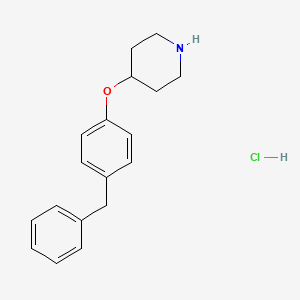 molecular formula C18H22ClNO B1521110 4-(4-苄基苯氧基)哌啶盐酸盐 CAS No. 1185303-07-4