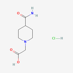 molecular formula C8H15ClN2O3 B1521119 2-(4-Carbamoylpiperidin-1-yl)acetic acid hydrochloride CAS No. 1185297-53-3